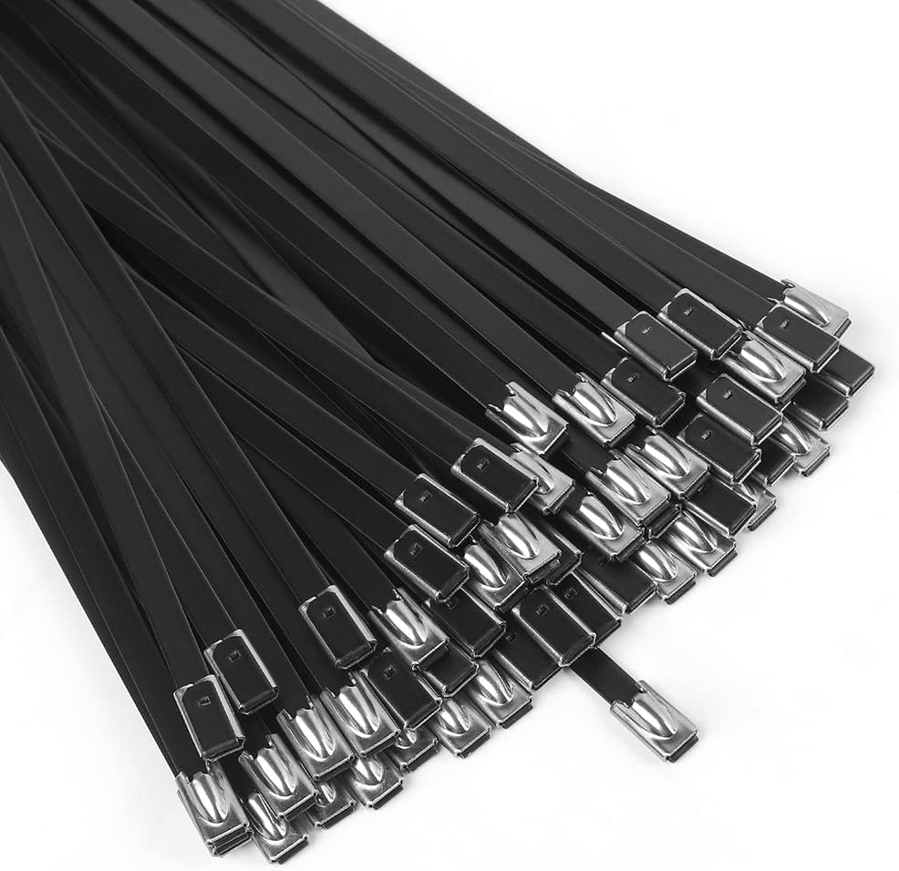 Pelopy 500 Pcs Stainless Steel Zip Ties Black Metal 304