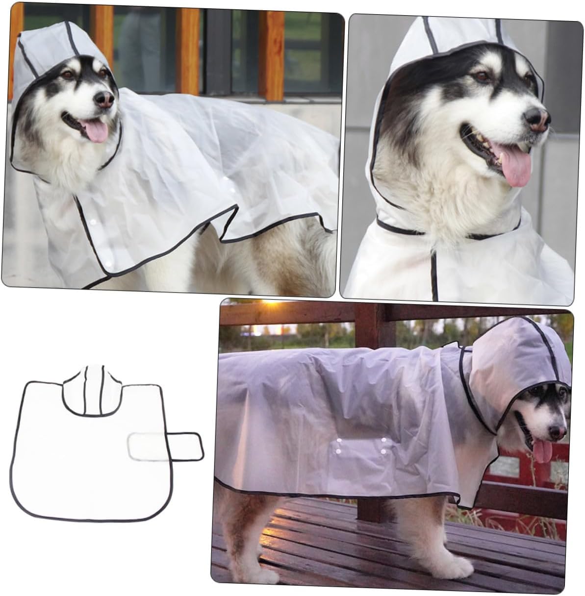 ibasenice Waterproof Dog Raincoat Hoodie for Large Breeds, Outdoor Pet Rain Poncho for Northern and Golden Retriever, Size 8