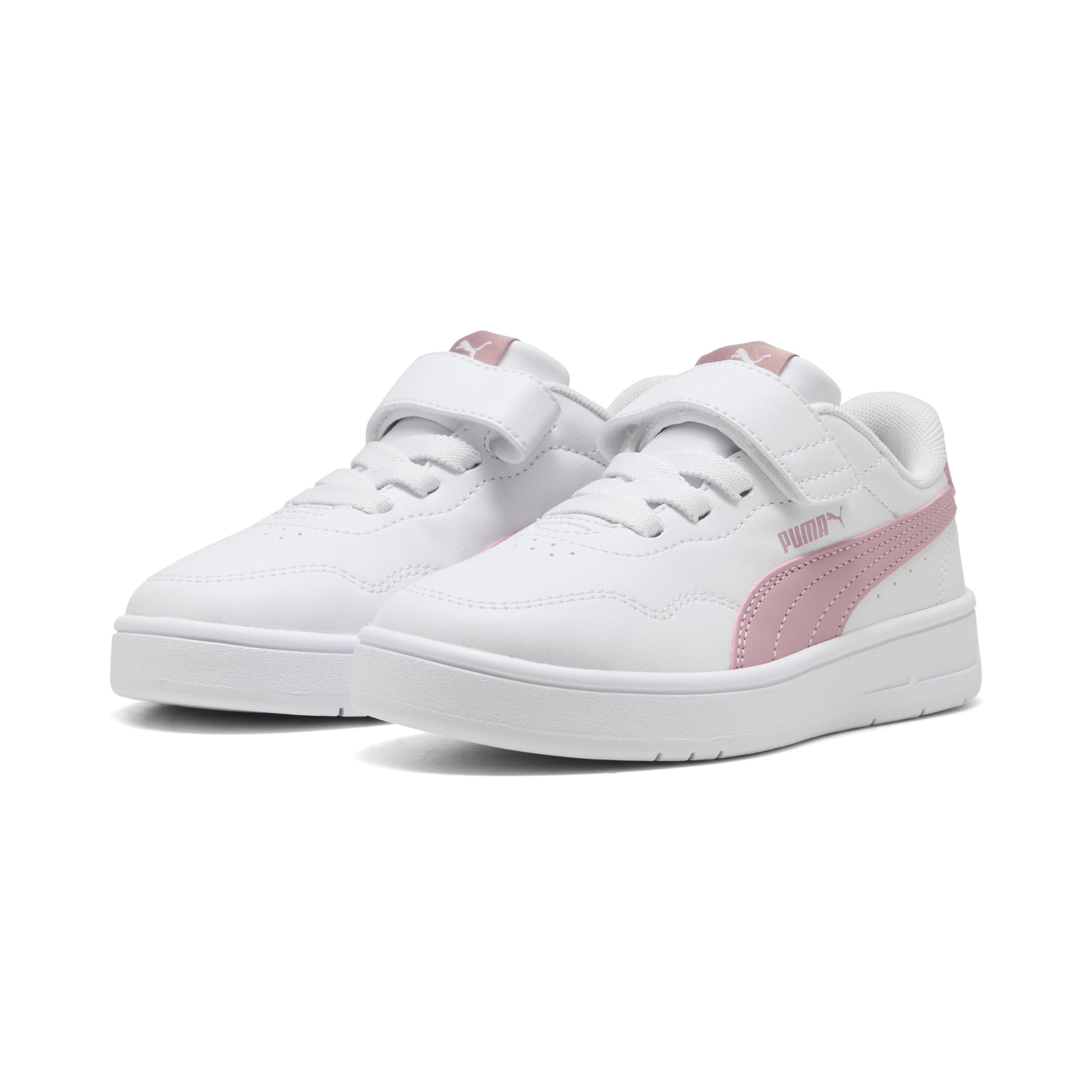PUMA Court Lally AC+ PS Sneaker, White-Poised Pink, 1.5 UK Child
