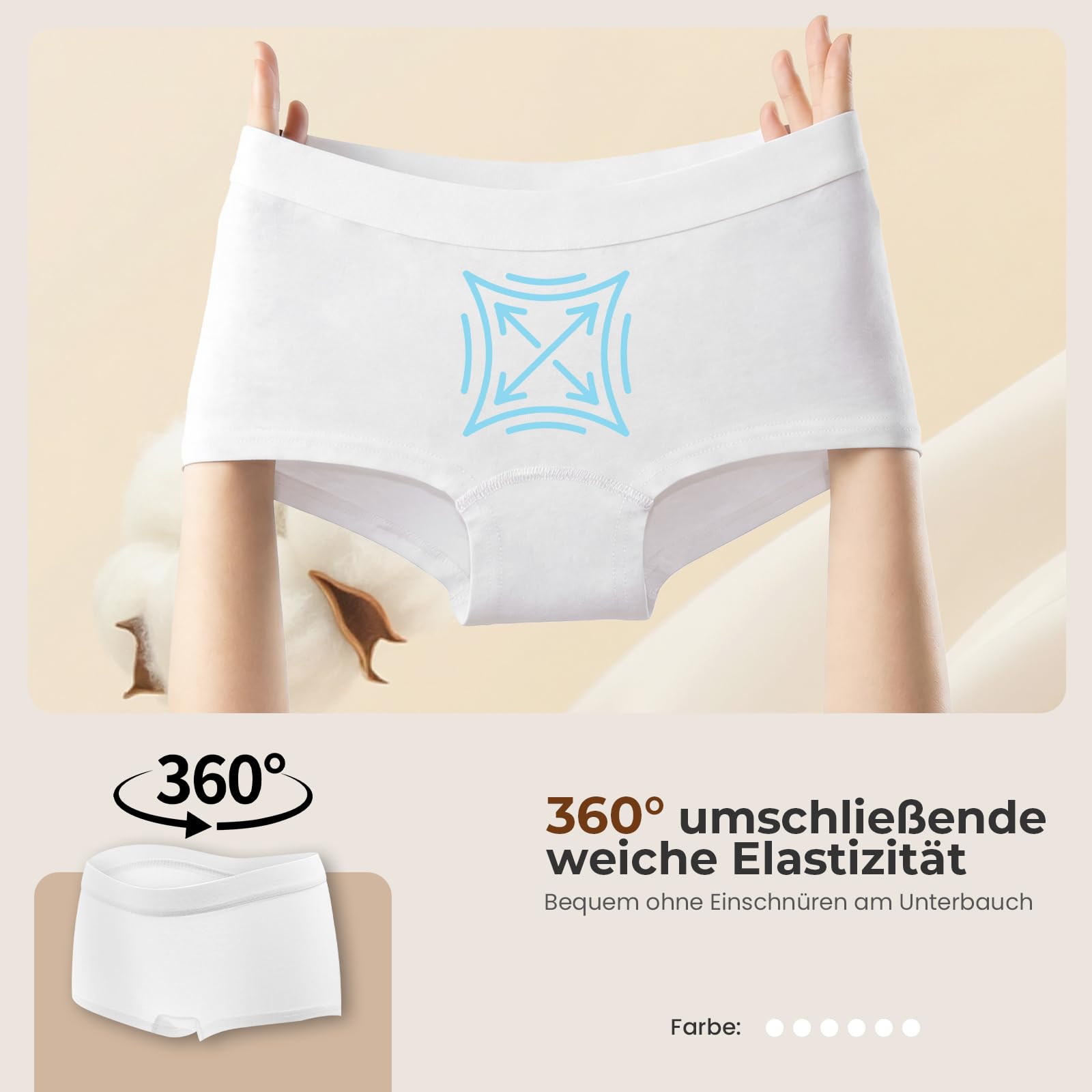 Pack de 6 Boxer Mujer Algodón Ropa Interior Boxers Short Corto Elástico