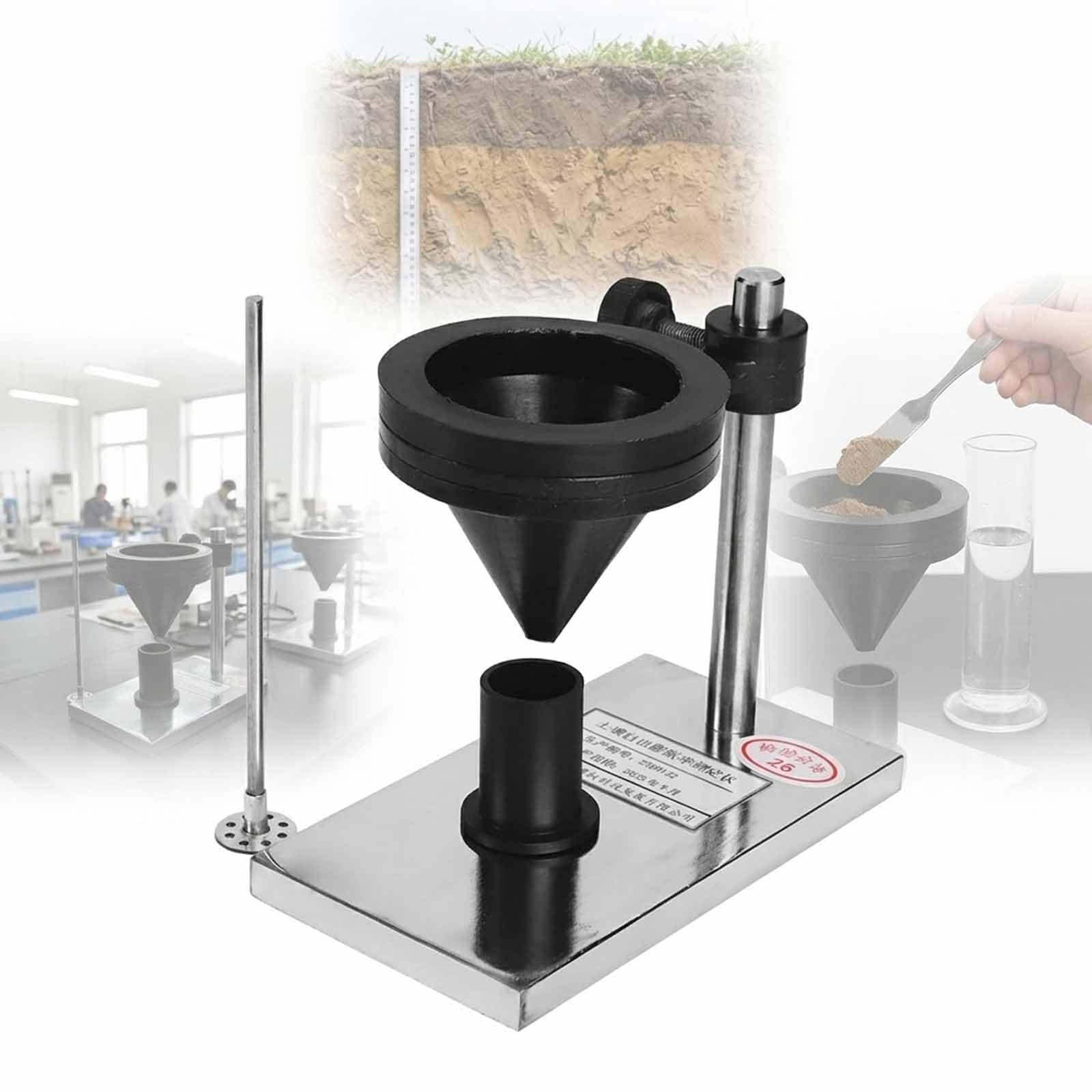 MObyat Herramienta De Medición De Suelo con Embudo, Probador De Tasa De Hinchamiento De Suelo Libre con Vaso Medidor De Suelo con Embudo, Altura Ajustable, Desmontable, para Pruebas Y Mediciones