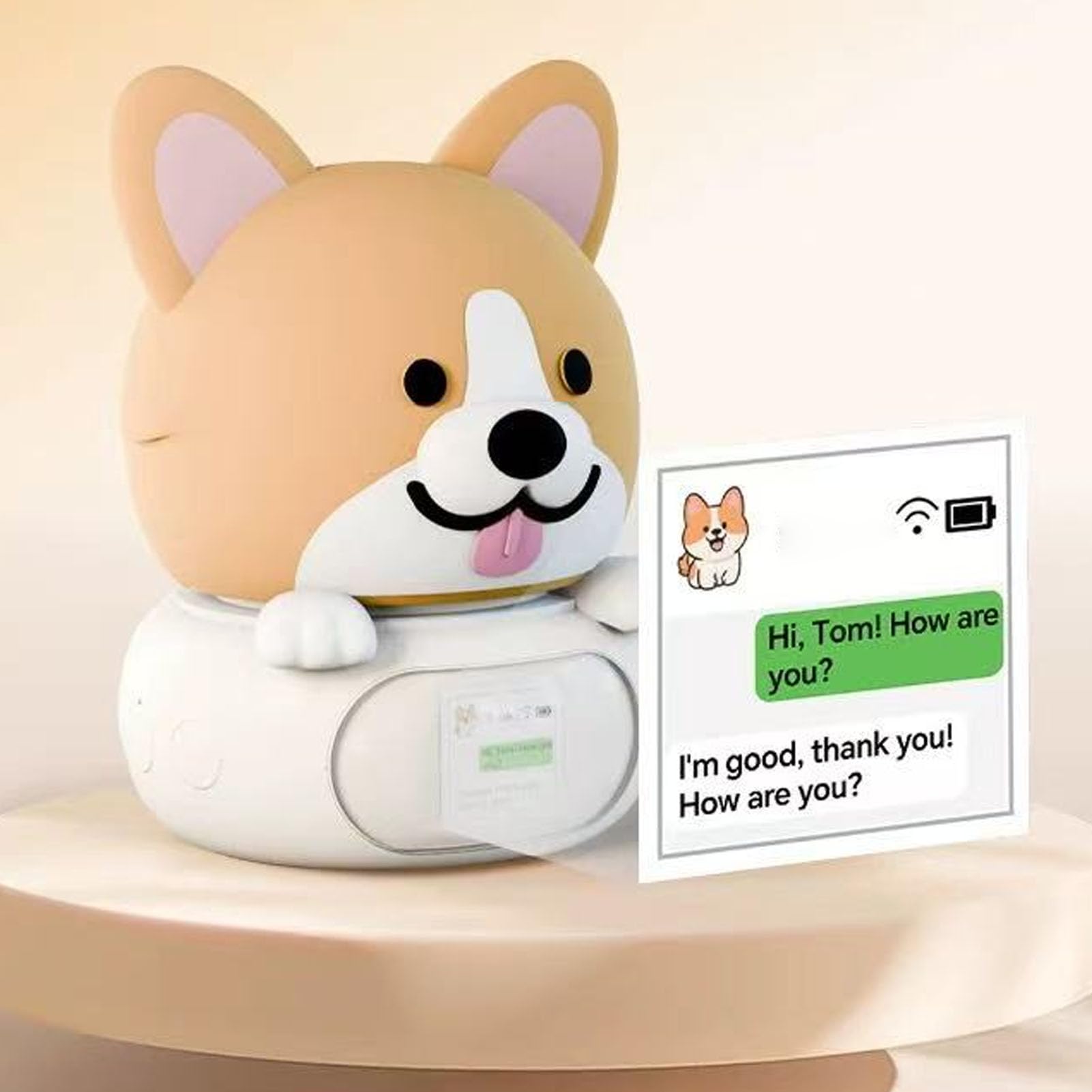 Keenso Compañero de Robot de Escritorio AI, Linda Luz Nocturna con Comandos de Voz, Robot de Chat de Aprendizaje Inteligente para Habitaciones de Niños (Perro)