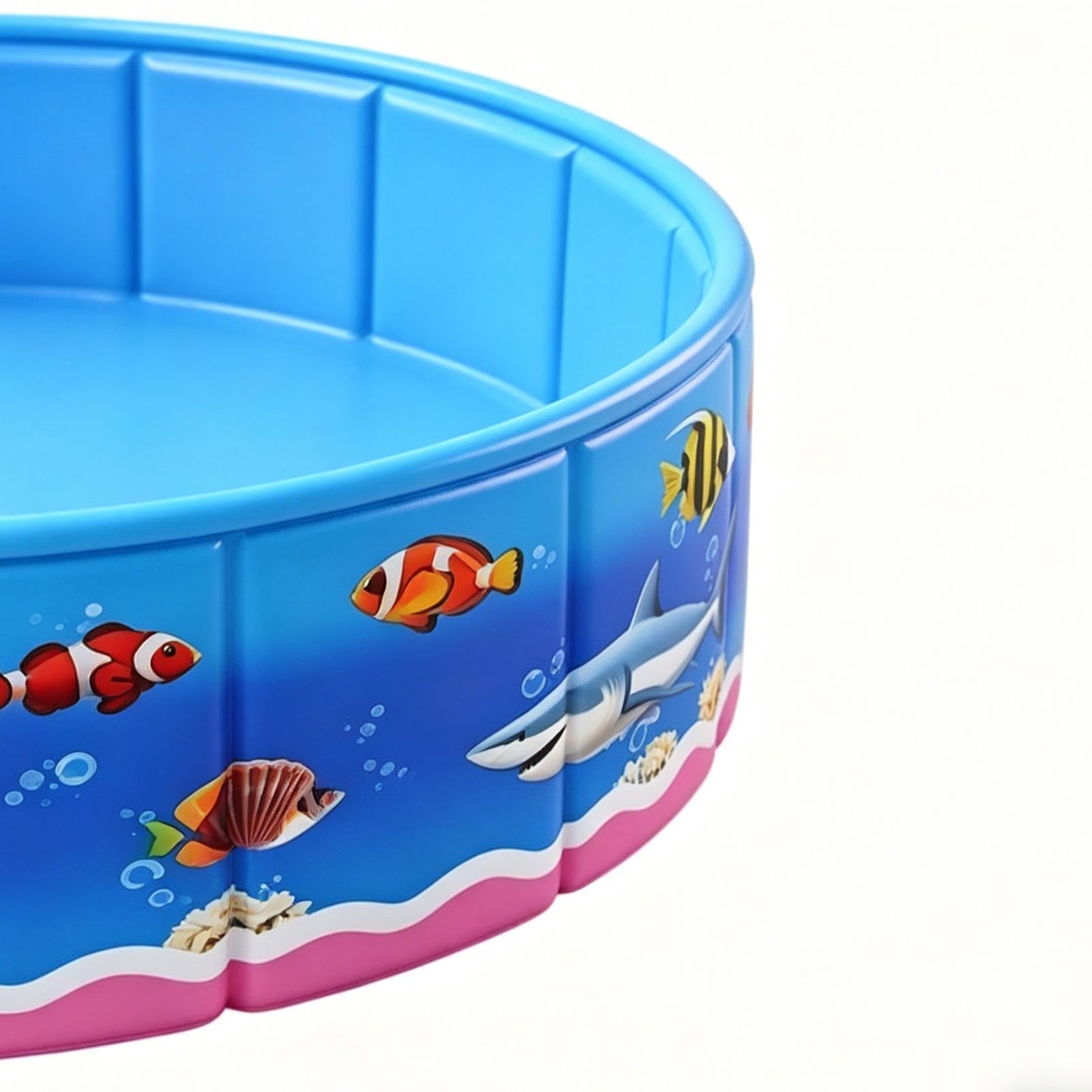 Piscina Pieghevole Vasca Rotonda A Tema Marino Con Guscio Rigido | Piscina Esterna Pieghevole Senza Gonfiaggio Per Bambini E Animali Domestici Per Estivo In Cortile Terrazza O Giardino Cane