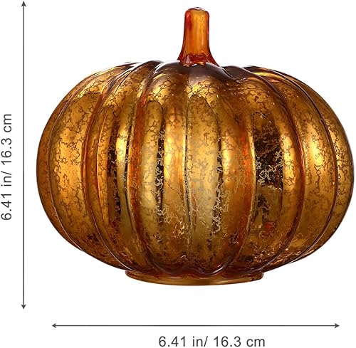 Miniatura 2 de Luz de calabaza de cristal, funciona con pilas, adornos de mesa de calabaza para Halloween, cosecha de otoño, Acción de Gracias (requiere 2 pilas