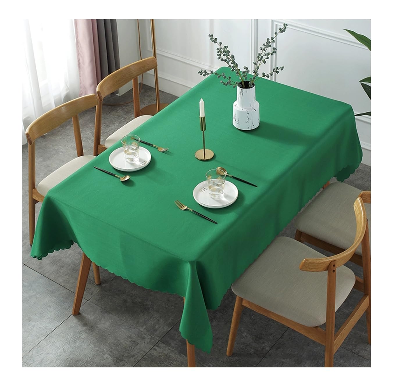 CIEEIN CIEHT Polyester Home Tablecloths Rectangular Table cloth Tablecover Wedding Party Outdoors Table Covers Simple Green B 180 * 180cm