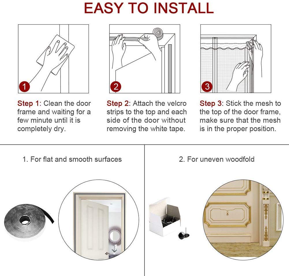 Moustiquaire Porte Magnétique, Fermeture Automatique Coupe Vent Imperméable, Rideau en Coton d'hiver pour Couloirs/Portes - Marron, 230x230cm