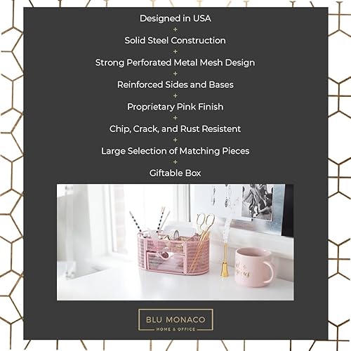 Miniatura 9 de Hermoso organizador de escritorio dorado hecho de metal con acabado dorado accesorios de escritorio dorados almacenamiento para papel y suministros