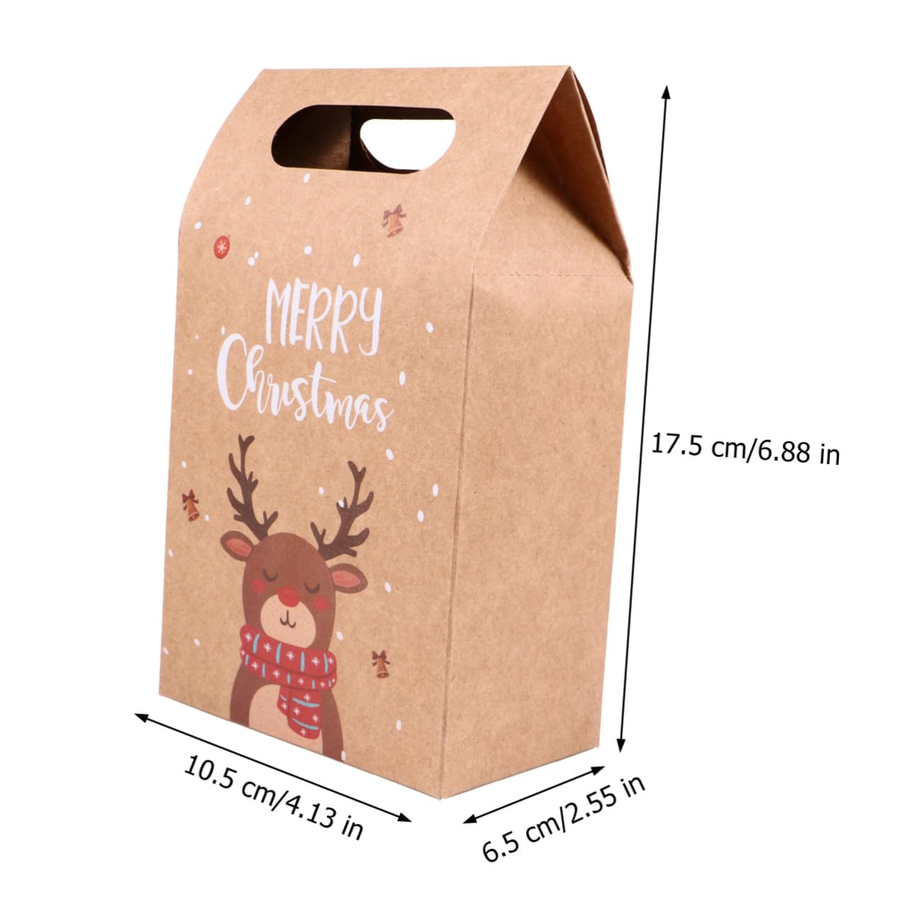 TOPPERFUN Bolsas de Papel Kraft para Navidad 24 Piezas 4 Diseños Muñeco de Nieve Papá Noel Pingüino Alce para Galletas y Dulces Reutilizables y Plegables Adecuado para Embalaje