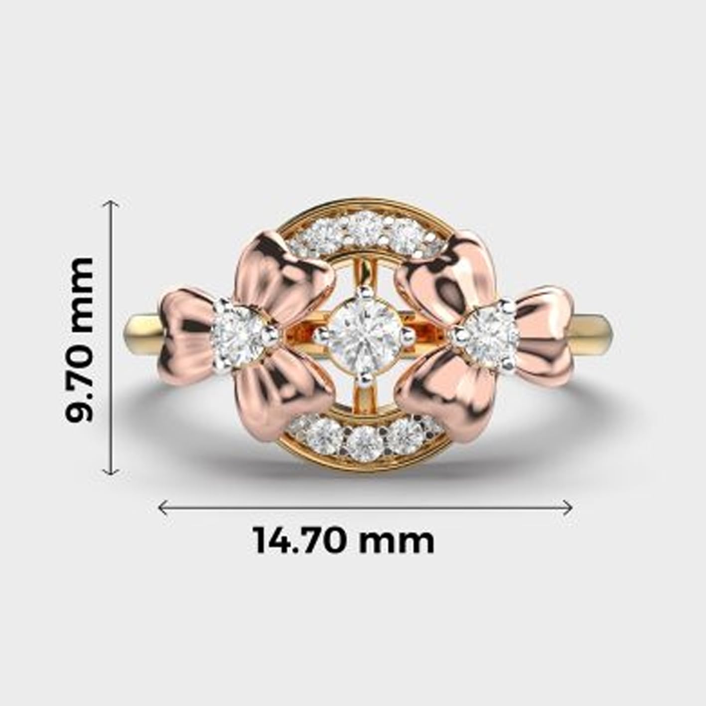 Anello solitario in argento sterling 925 con trifoglio fantasia | placcato oro rosa | con moissanite, anelli di lusso fatti a mano di forma rotonda per donna | LKJR_0572
