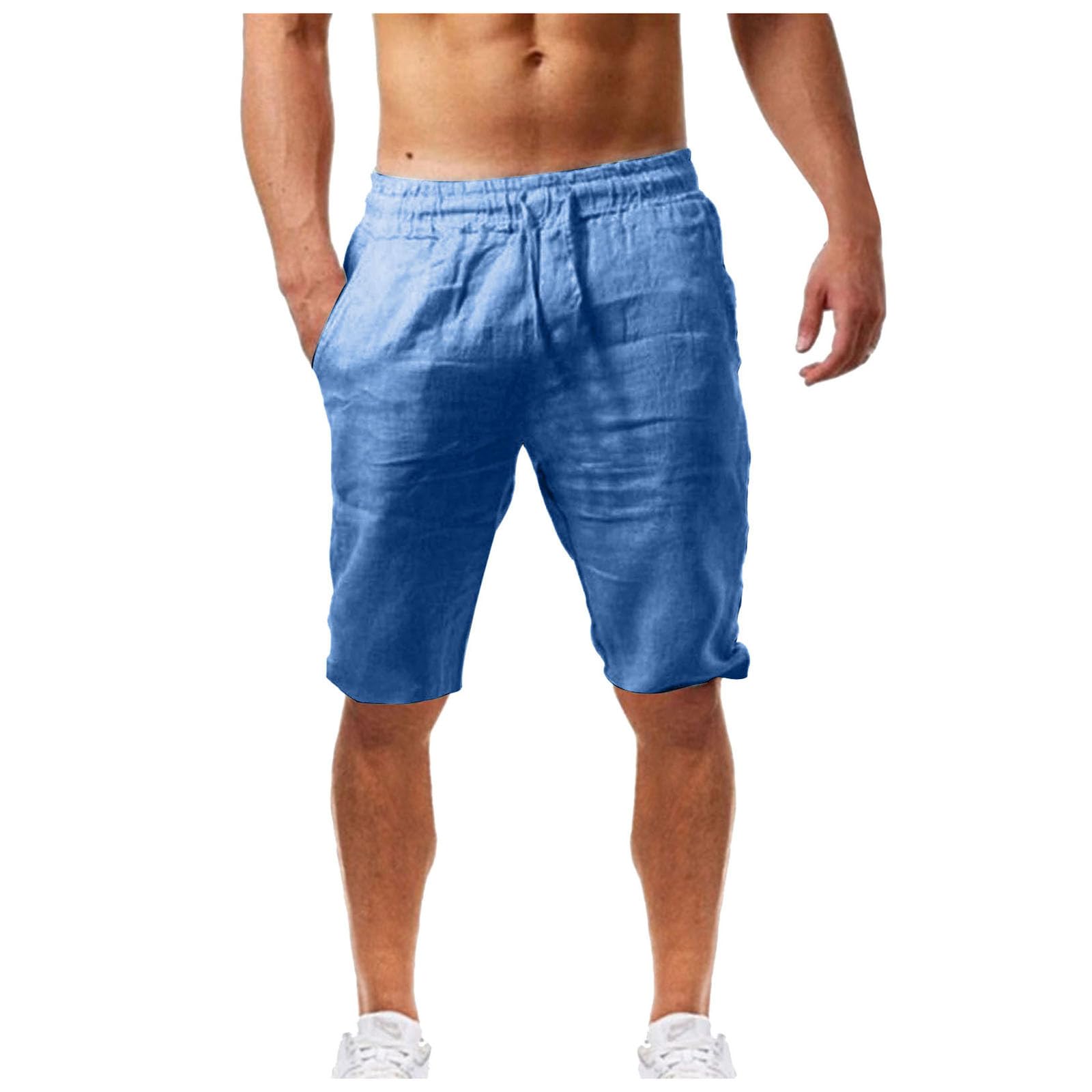 Meichang Pantalon Décontracté Pour Hommes Grande Taille Taille Élastique Avec Cordon De Serrage Coupe Ample Jambe Grand Droite Avec Poches Bleu Clair G