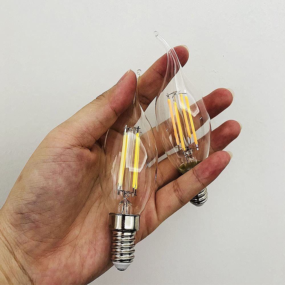 Ruihua E14 6W LED Filament Glühbirne Warmweiß 2700K (Entspricht 60W Halogenbirne) Nicht Dimmbar Kleine Vintage Energiesparlampe 600LM Edison Schraube C35 Kerzenbirnen,Packung mit 20