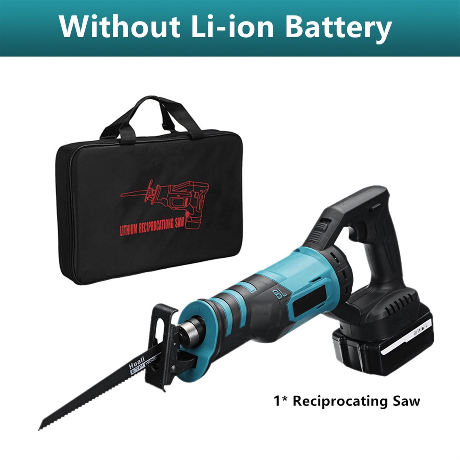 Con batería de 15000mAh, 2800W, sierra recíproca inalámbrica, eléctrica sin escobillas, herramientas corte madera y Metal for 18V,Maquinaria eficiente(Without battery set)