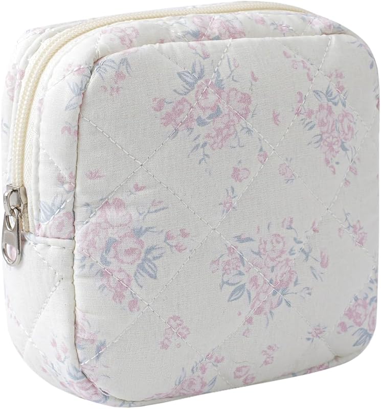 Necessaire pequena acolchoada uekeboag em poliéster com zíper, 13Pink Rose