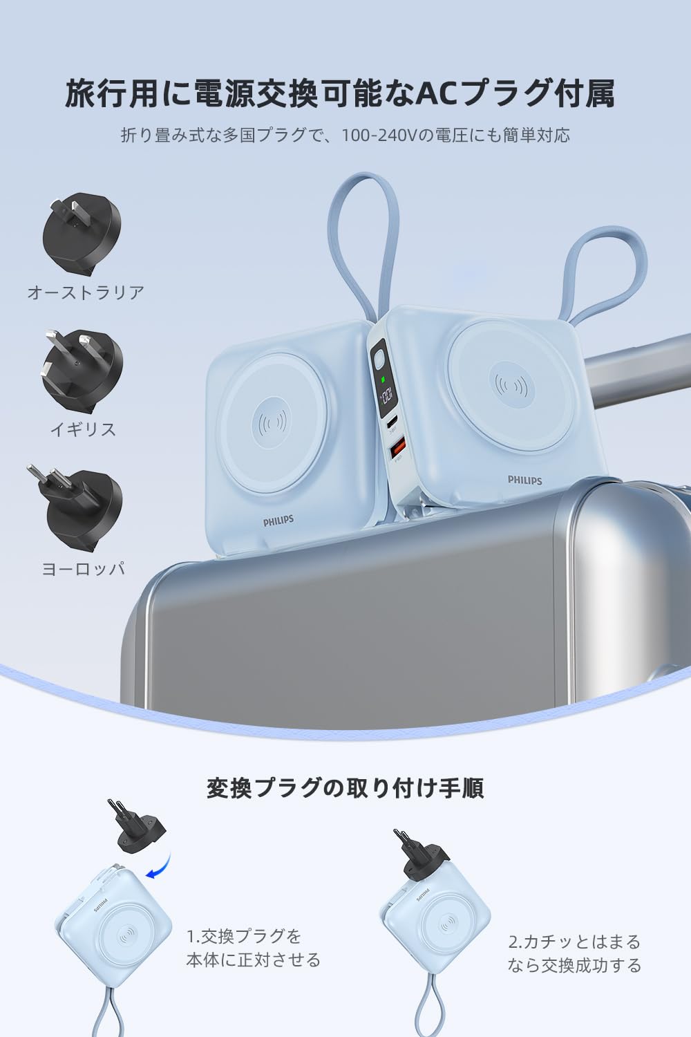 Amazon | Philips(フィリップス) モバイルバッテリー コンセント一体型
