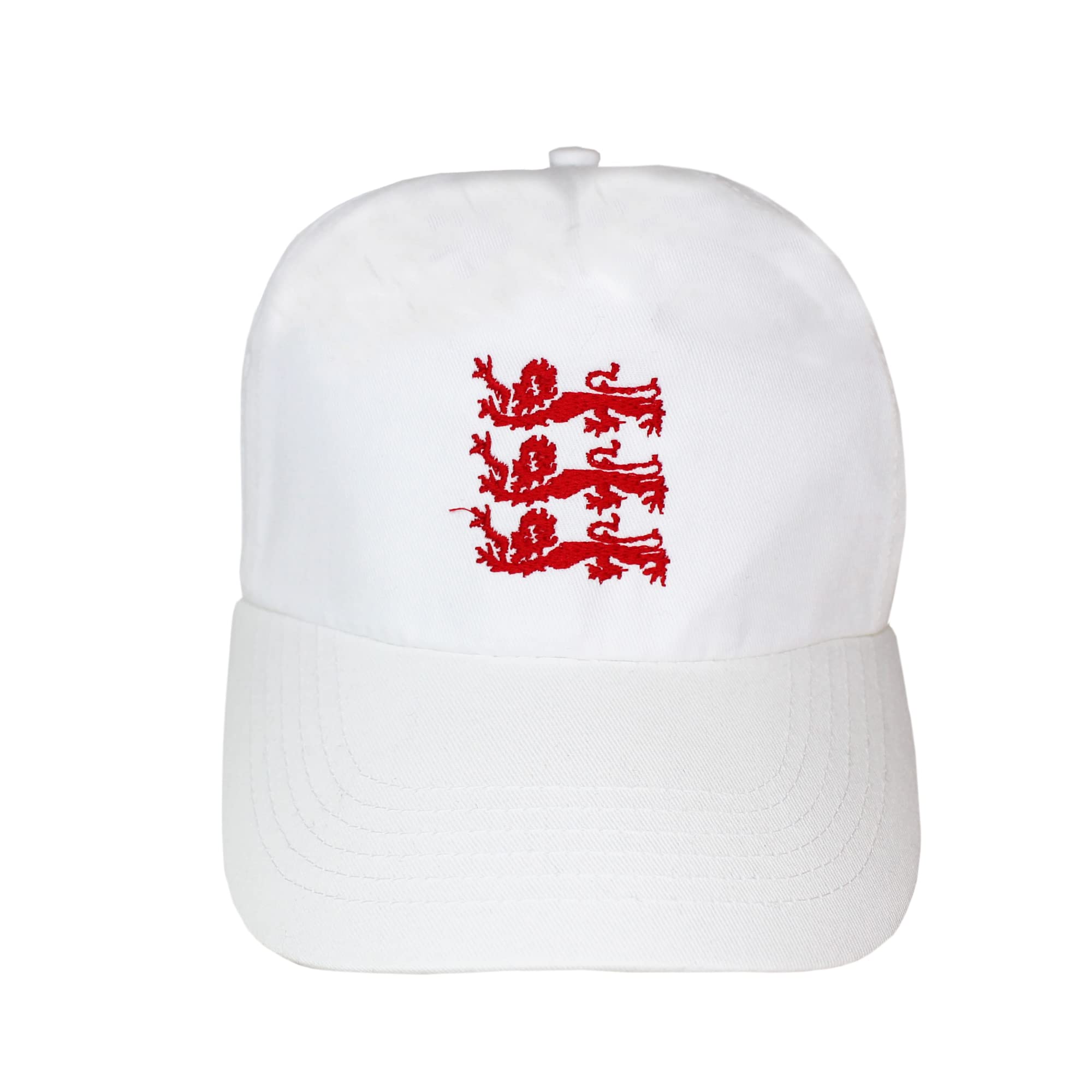 TeddyTs White England Three Lions Design Adjustable Baseball Cap (Red Lions), One Size