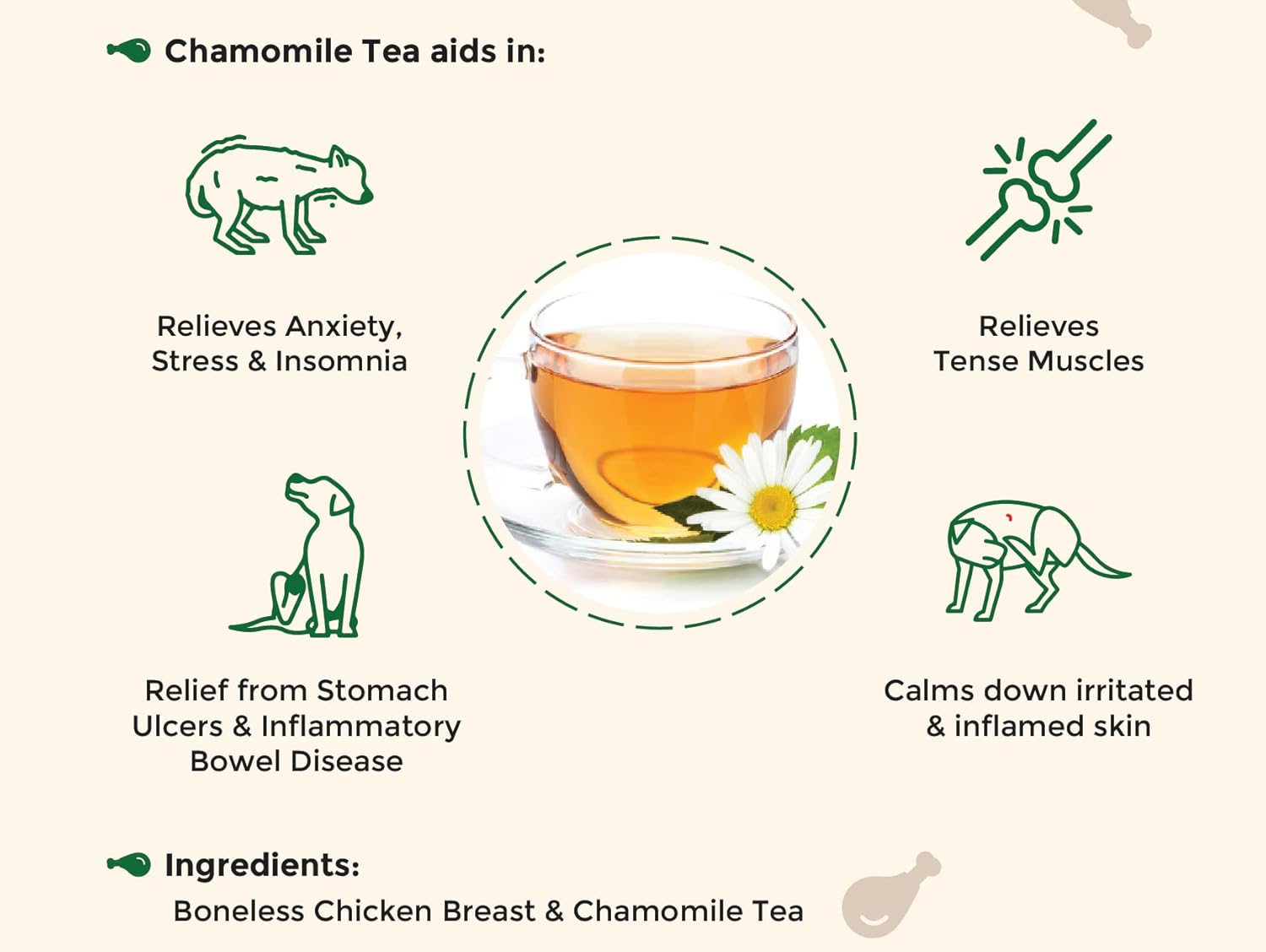 Bark & Purr Chicken Jerky Infused Treats with Chamomile, Real Chicken