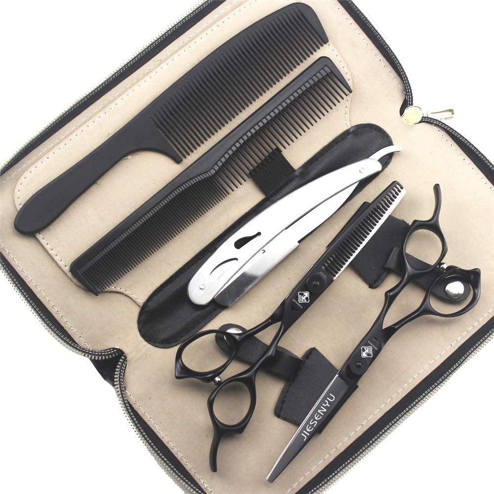 Ciseaux de coiffure japonais pour éliminer les fourches pack rasoir noir JEISENYU