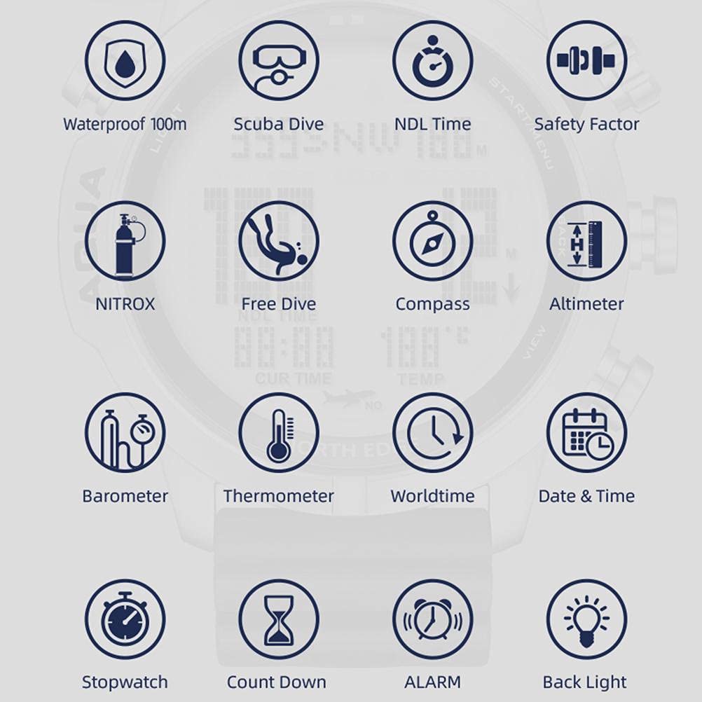 Orologio digitale sportivo da uomo, impermeabile, per attività all'aria aperta, con altimetro, barometro, bussola e termometro, orologio subacqueo militare fino a 100 m, multifunzione, Moderno