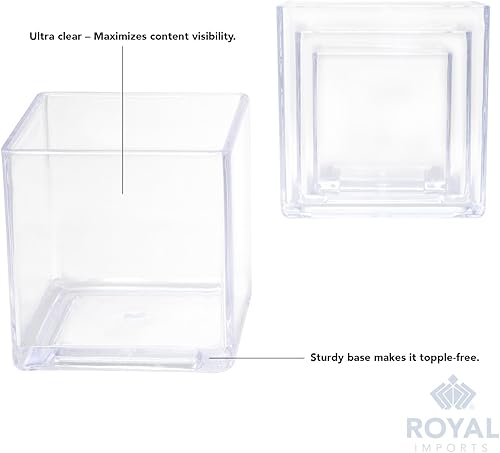 Vista 4 de Royal Imports Flower Acrylic Vases Cubes, Decorative Centerpiece for Home or Wedding, Non Breakable Plastic, 5x5 - Clear