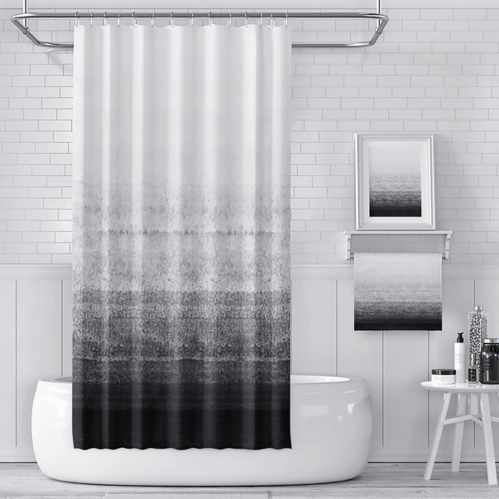 Riverbyland Modern Decorative Style Waterproof Shower Curtains 72" x 72" Gradient Black White