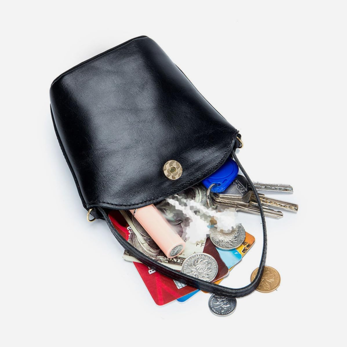 Genuine Leather Key Storage Pouch for Coins and Earphones