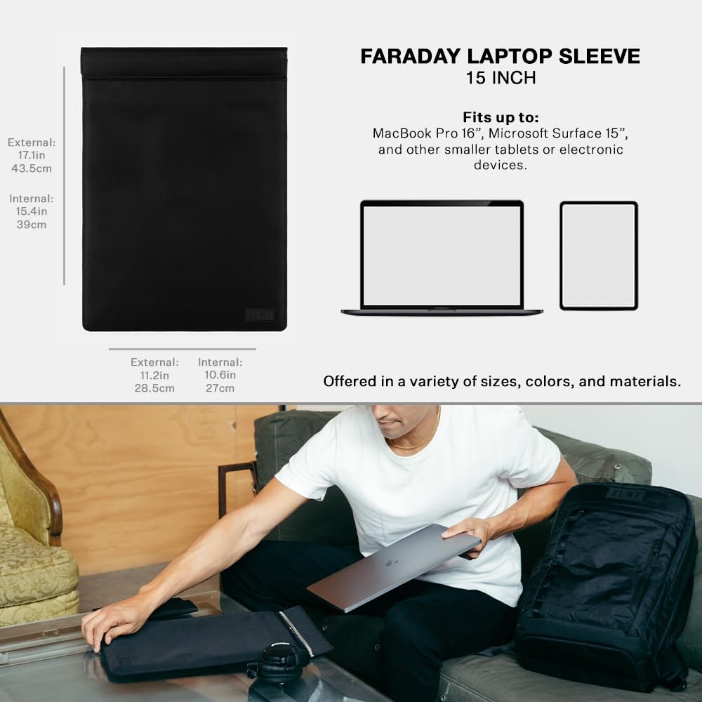 Silent Pocket SLNT Utility Laptop Faraday Bag W Signal Blocking Device
