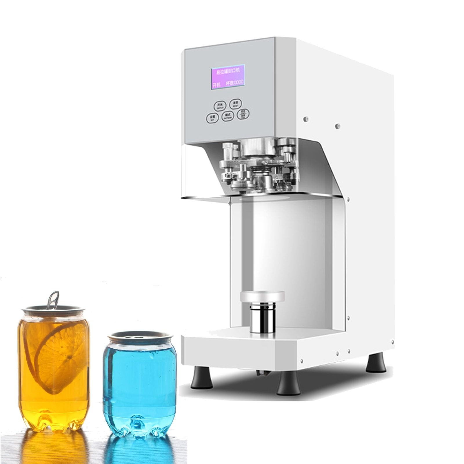 AYCDL Can Sealing Machine Full Auotomatic 370W Can Seamer Can Sealer with Smart Counter Tin Can Sealer Bottle Can Capping Customed Caliber,White-220V,White-110V