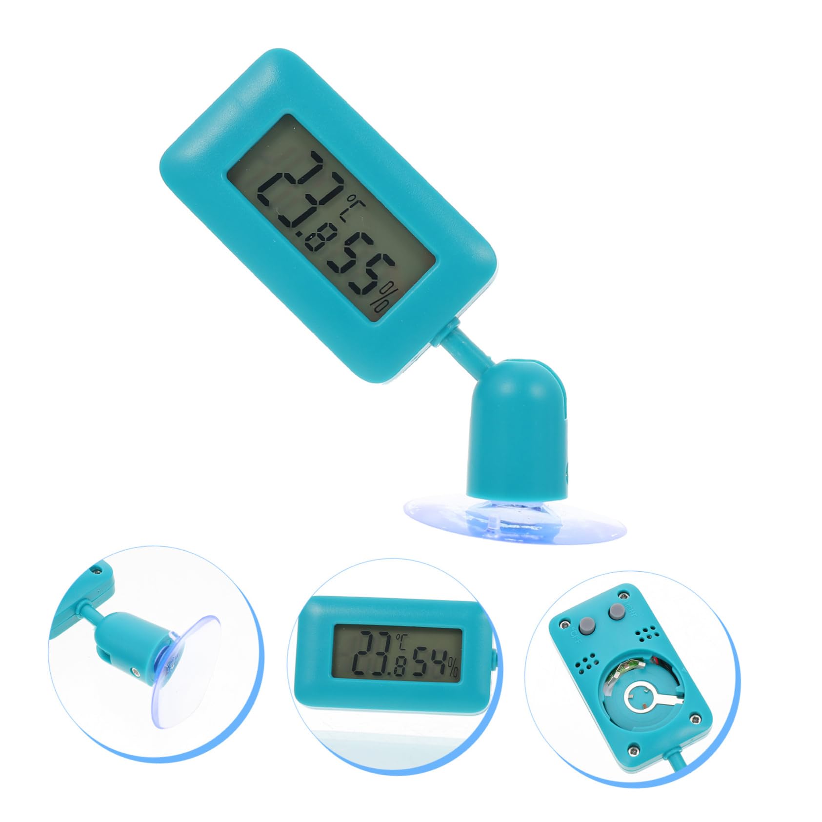 FOMIYES 4 Piezas Higrómetro Para Reptiles Termometro Para Terrarios De Reptiles Medidor De Temperatura y Humedad Mini Higrómetro Reptil Terrario Depósito De Agua Abdominales Ventosa