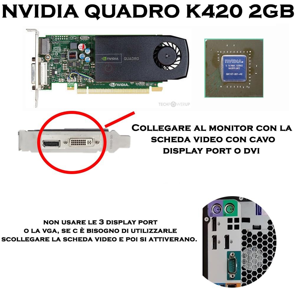 HP Workstation Z240 SFF PC Computer Desktop, Processore core i7-6700, Memoria Ram 32GB, Disco SSD 512, SCHEDA VIDEO NVIDIA k420 2GB, WIN 11 PRO + OFFICE 365