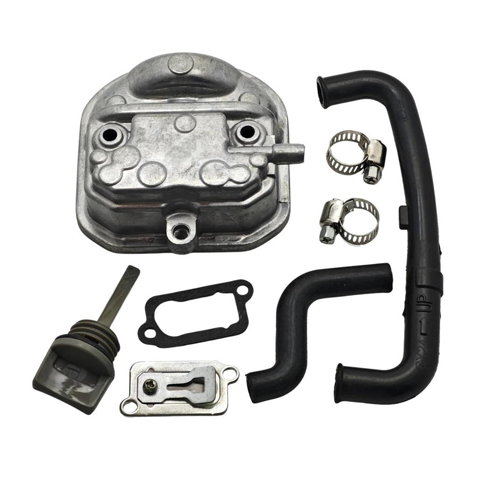 Cubierta de Culata, Varilla de Nivel de Aceite, Manguera de ventilación, Kit de Junta de válvula de Salida Compatible con Pieza de Repuesto de Motor de cortacésped GX35 GX 35