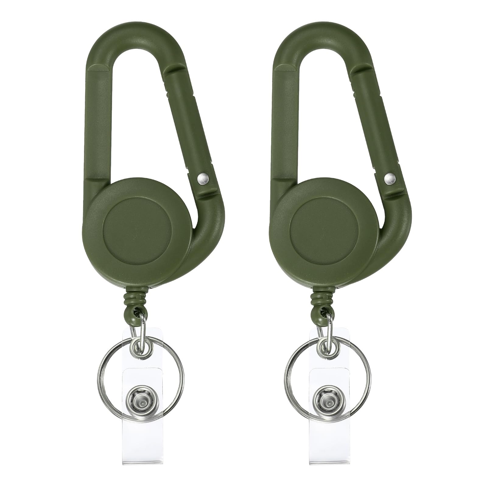 PATIKIL 2 Pack Retractable Keychain Belt Clip, Retractable ID Badge Reel Plastic Card Holder Reel Badge Holder Clip for Women Volunteers Teacher Office Business, Army Green — image 1