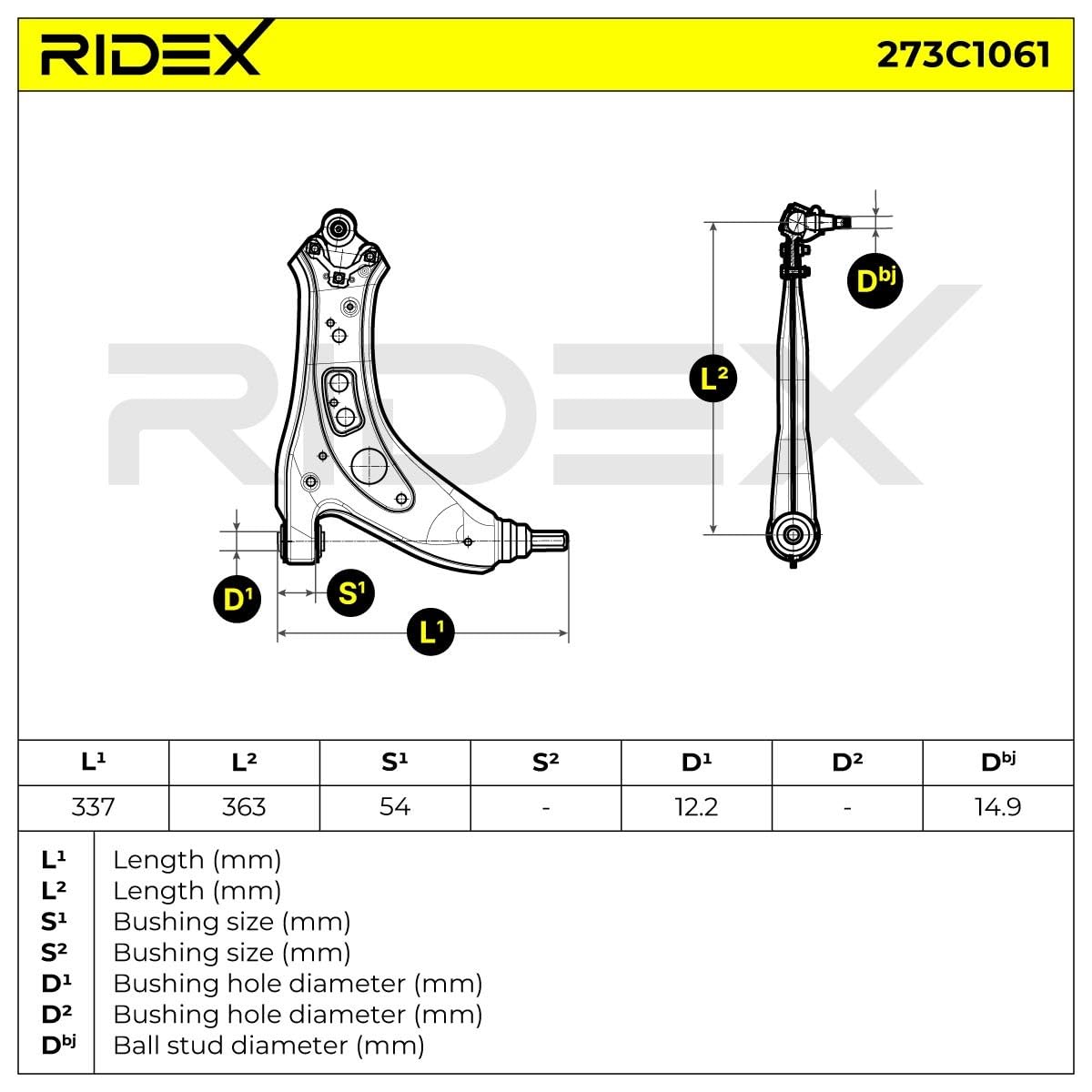 RIDEX 273C1061 Braccio oscillante sospensione ruota Anteriore Destra Compatibilità con VW POLO 9N