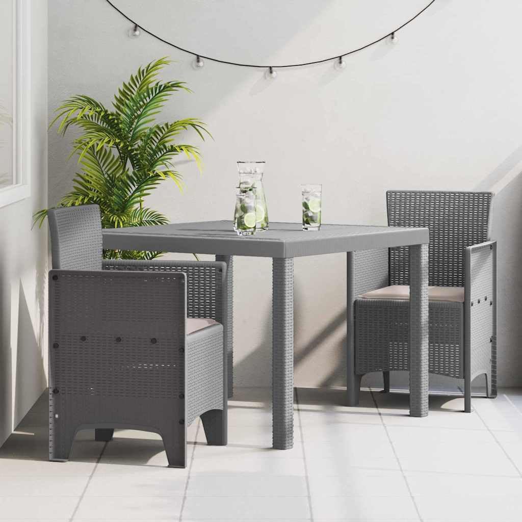 vidaXL Set da Pranzo per Giardino 3 PCS Grigio Chiaro Rattan Polt, Set da Pranzo all'aperto, arredo Giardino Moderno, Leggero per TACE, Tavolo Robusto per riunioni estive