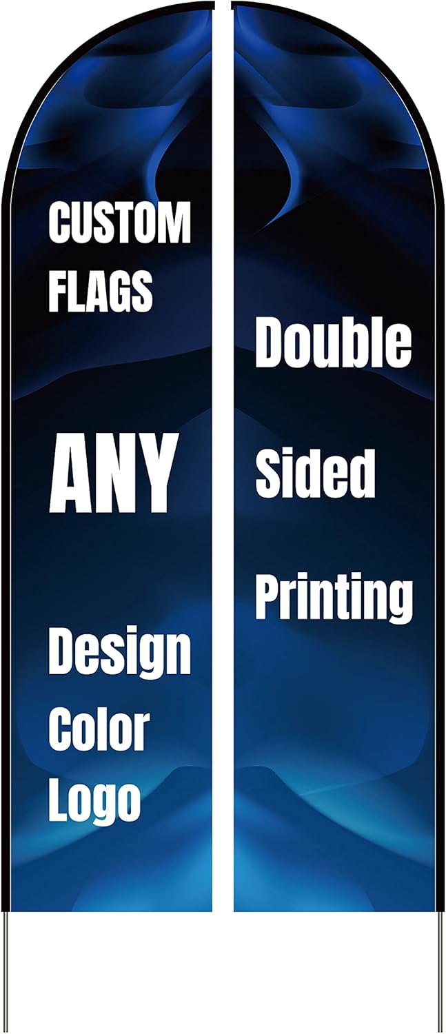 12FT 3.5M Custom Feather Flags Kit For Business With Pole & Ground Spike Double Sided Outside Banner Promotion