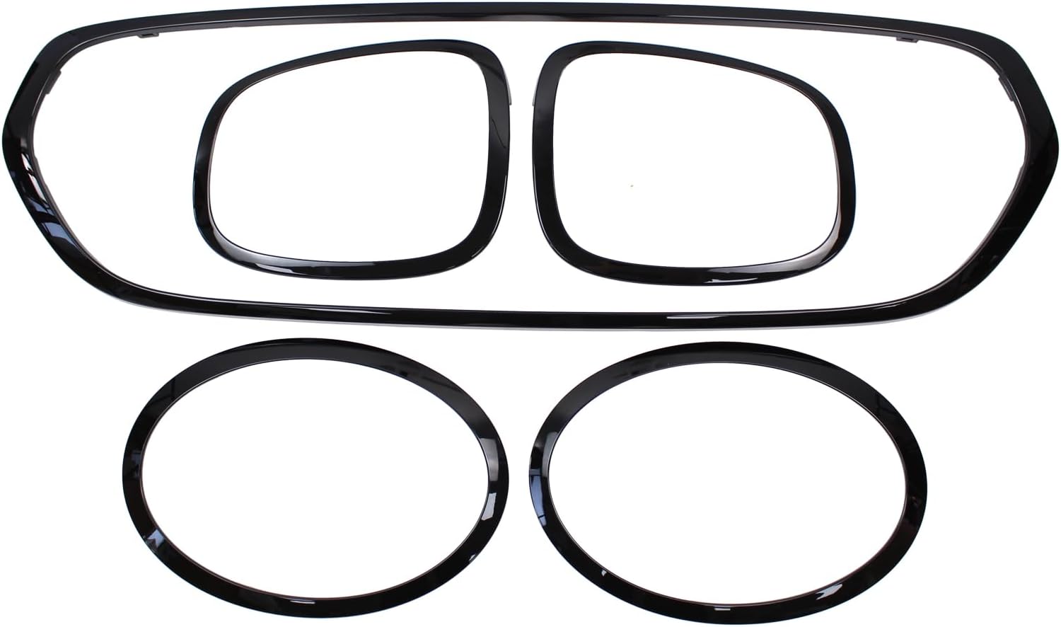 5Pcs Glossy Black Bumper Grille Headlight and Taillight Trim Ring for Mini Cooper 2014-2021
