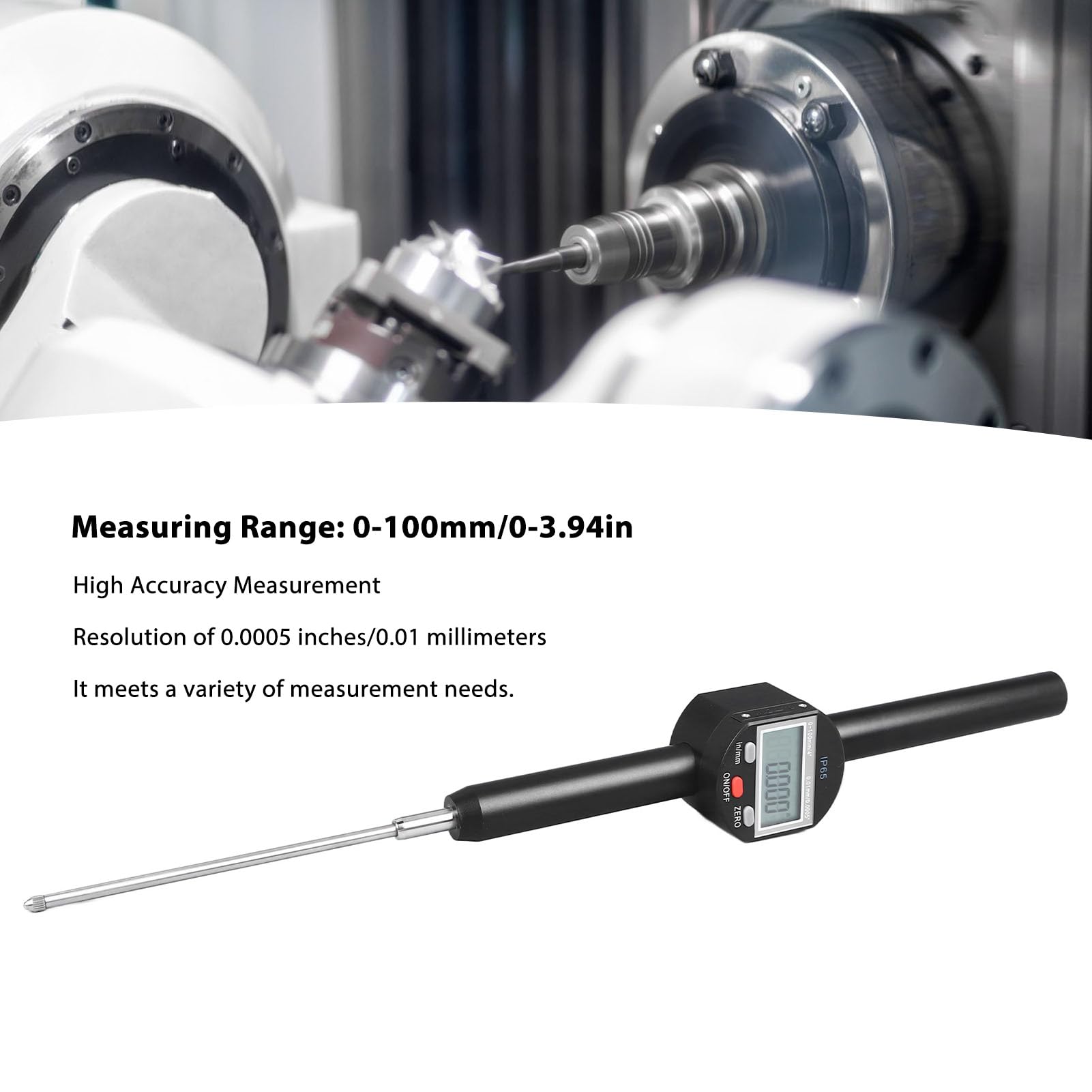 NDNCZDHC Dial Indicator, 0-100mm Range Electronic Digital Dial Indicator 0.01mm/0.0005in Resolution Dial Test Indicator