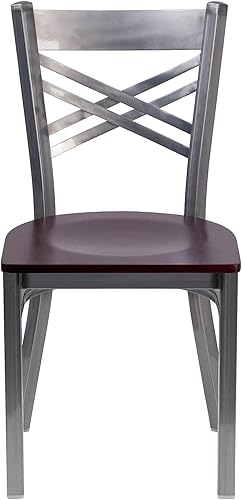 Miniatura 5 de Flash Furniture HERCULES Series - Silla de restaurante de metal con revestimiento transparente en X - asiento de vinilo negro