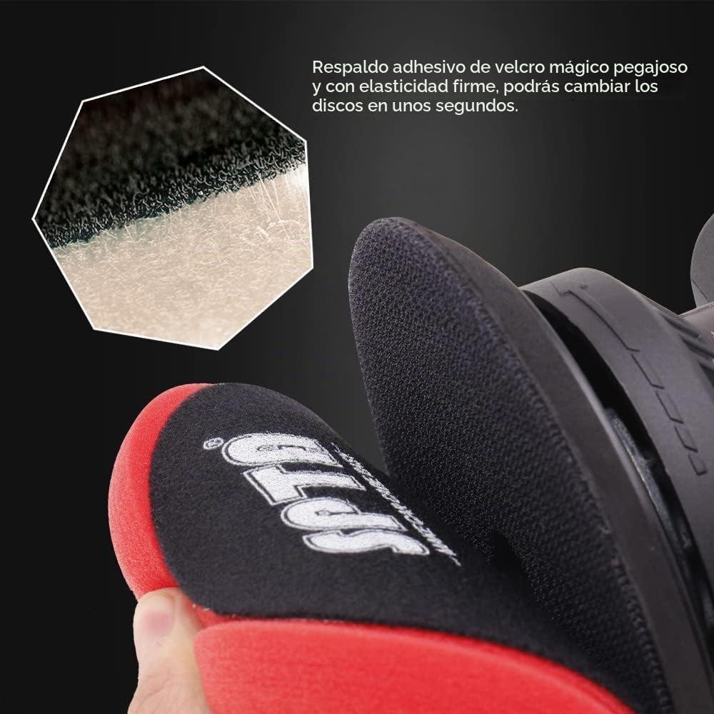 SPTA Pulidora inalámbrica para coche, pulidora con 2 piezas de batería recargable de litio de 12 V, pulidora sin escobillas con velocidad variable, pulidora portátil con kit de almohadillas de pulido