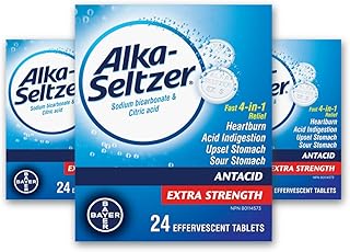 Alka-Seltzer Antacid Heartburn Relief Effervescent Tablets - Extra Strength Antacid Tablets For Heartburn And Upset Stomach Relief, Contains Sodium Bicarbonate And Citric Acid, 3x24 Tablets (72)