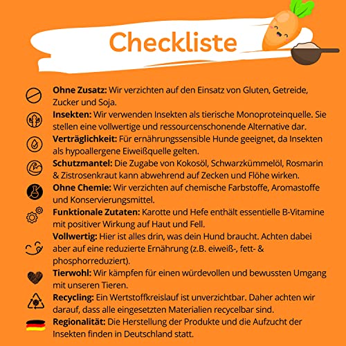 BugBell 900g Premium Trockenfutter Insekt, Schwarzkümmelöl, Kokosöl, Zistrosenkraut & Rosmarinpulver schützen natürlich vor Zecken & Flöhen, Karotte & Hefe wirken positiv auf Haut & Fell