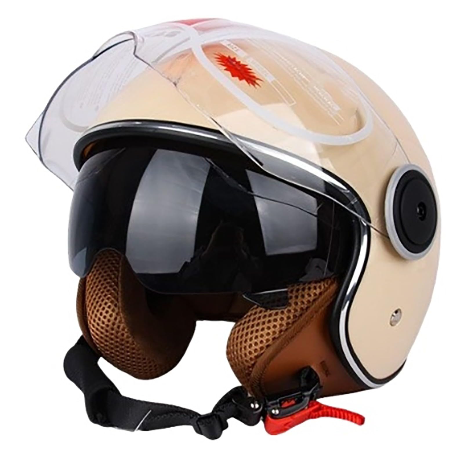 Kask motocyklowy, kask motoroweru dla dorosłych mężczyzn i kobiet, kask motocyklowy ECE 2205-zatwierdzony, retro 3/4 otwarty kask motocyklowy z podwójną wizjerą