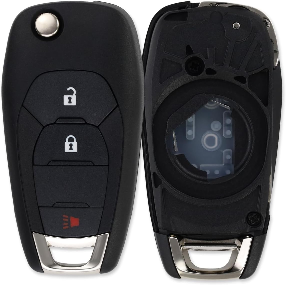StandardAutoPart Flip Key Fob Shell Case Compatible with Chevrolet Sonic Trax Cruze Trailblazer LXP-T003 LXP-T004 (3 Button)
