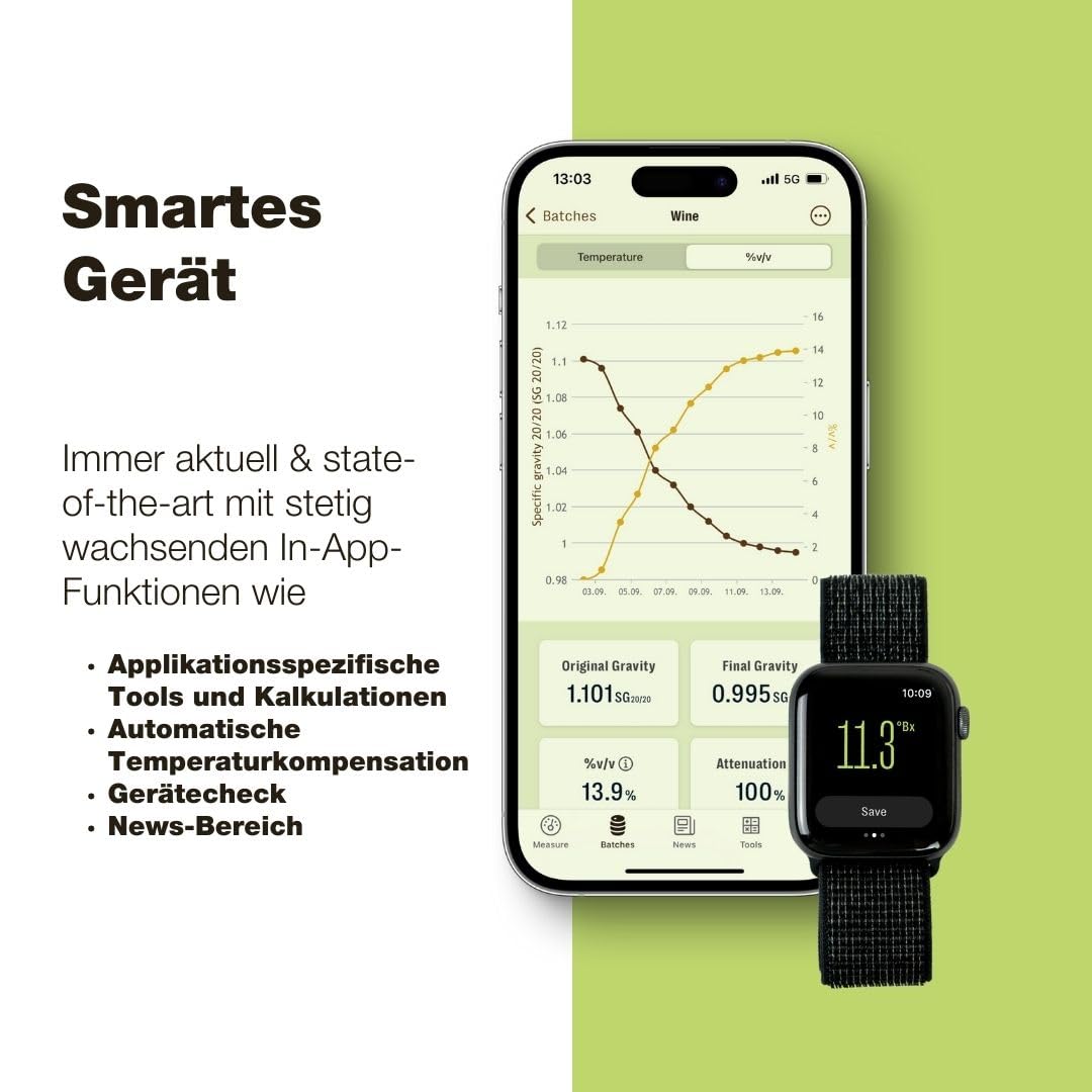 EasyDens Digitales Hydrometer von Anton Paar – Bluetooth für präzise Messung von Alkohol, Zucker und Würze | Schneller ABV-Tester für Heimbrauer, Spirituosen, Bier, Wein, Kombucha & Spirituosen