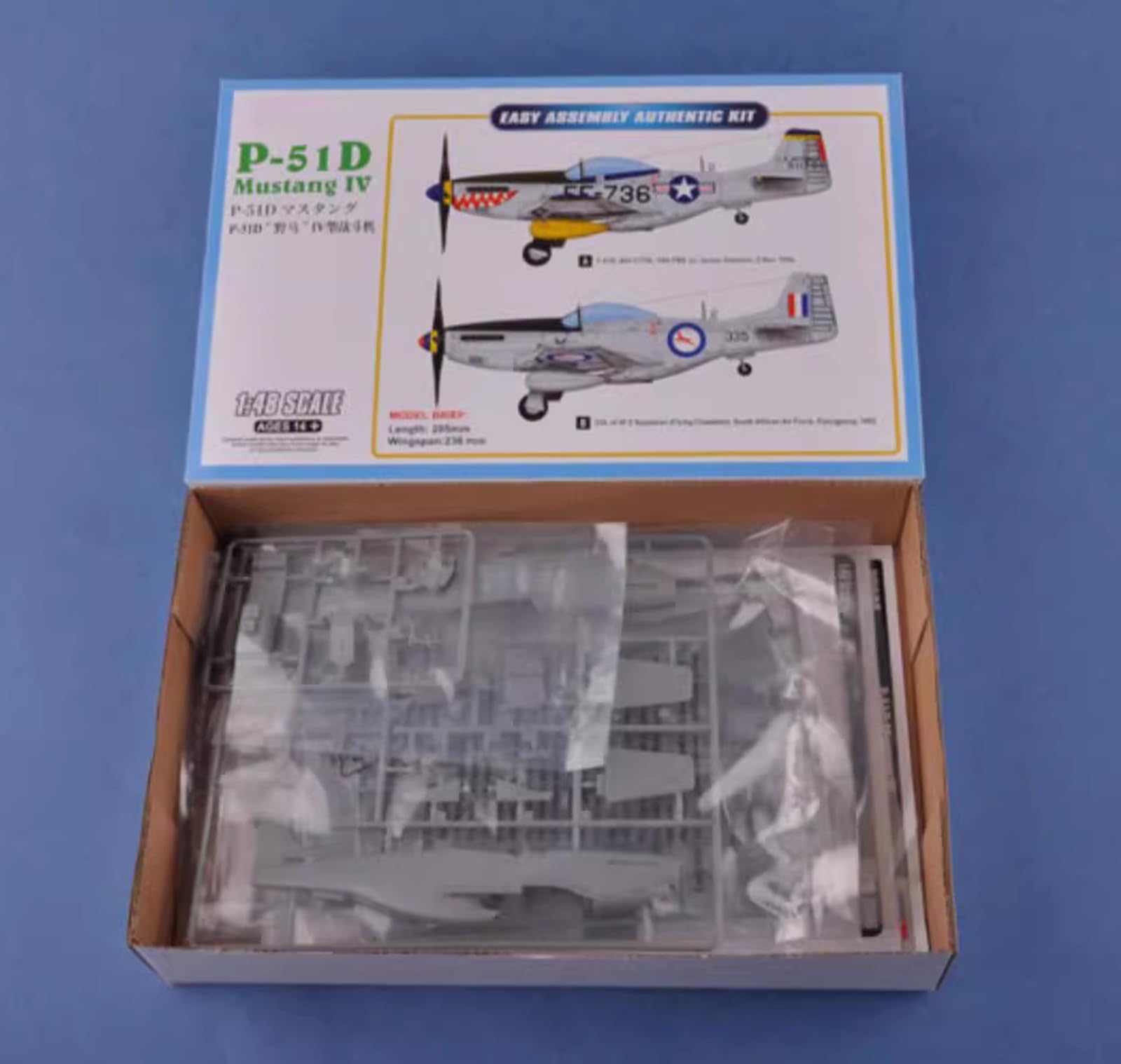 Maquetas de Aviones Kit Plástico, P-51D Mustang IV Fighter Escala 1/48, 8 x 9.3Inchs