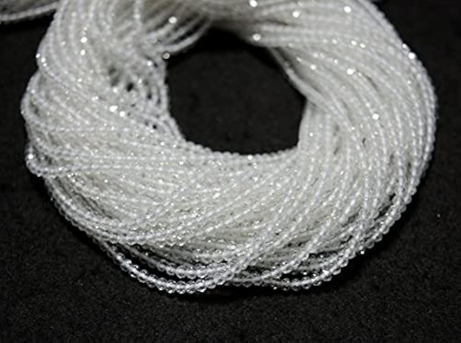 Perles az blanches 2.5mm LKBEADS lot de 5 fils pour création bijoux en pierre naturelle facettée