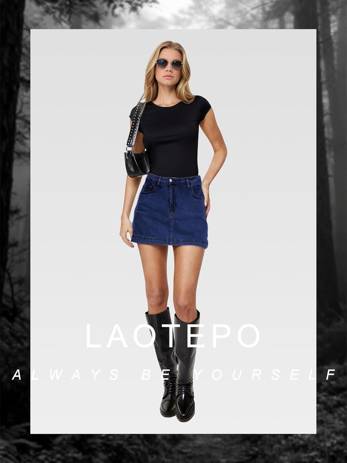 Jean Skort Denim Skirts for Women, Y2k Trendy Mini High Waist Skorts Sexy Stretchy Denim Shorts - Image 6