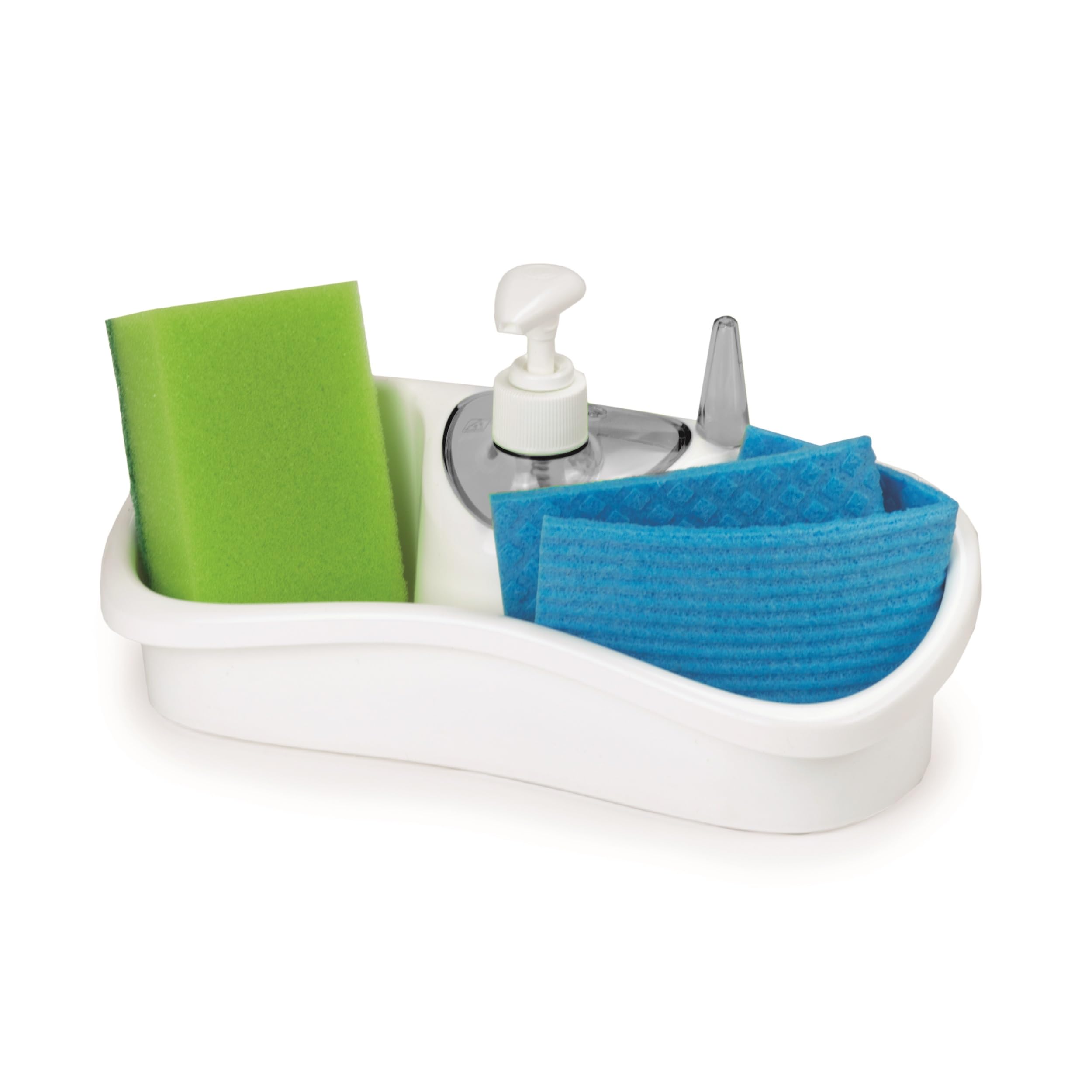 Snips Saponello, Sponge Holder with Dispenser, Ring Holder, White and Grey, 26 x 11,5 x 14,5 cm - Image 3