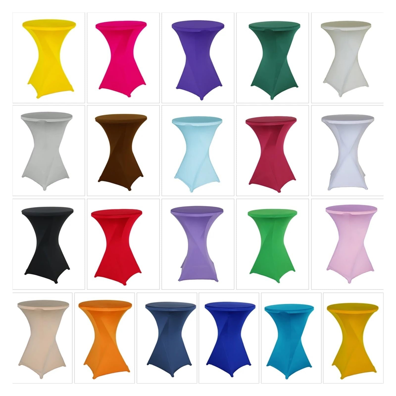 Zrlljp 5 Tovaglie Rov Tonde Elasticizzate In Spandex - 80x110 Cm, Con Gonna, Per Feste E Matrimoni, Bianche - 4