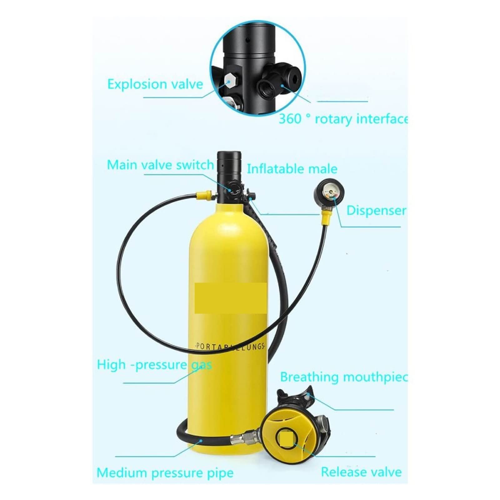 Sprzęt do nurkowania DIDEEP X4000Pro 1L Butla Do Nurkowania Butla Z Tlenem Zestaw Do Nurkowania Podwodnego Sprzęt Do Nurkowania Powietrze Z Torbą Do Przechowywania Korzystanie z bezpieczniejszego