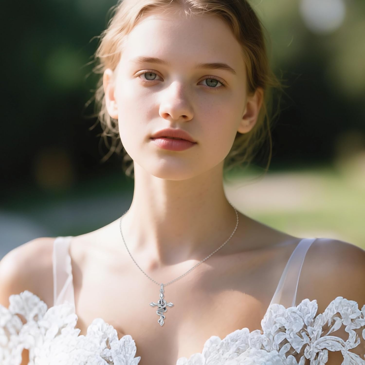 YAFEINI Snake Necklace for Women Men 925 Sterling Silver Snake Amulet Cross Pendant Vintage Gothic Punk Jewelry Gifts for Men - Image 2